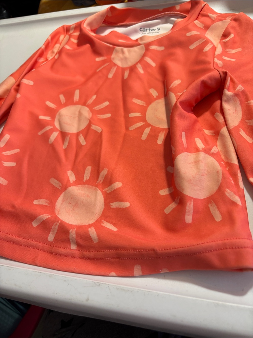 Carter's Coral Sun Print Long-Sleeve Rashguard Top for Kids 4T